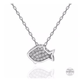 Swarovski Zirconia Taşlı Balık 925 Ayar Gümüş Kolye