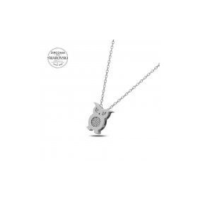 Swarovski Zirconia Taşlı Baykuş 925 Ayar Gümüş Kolye