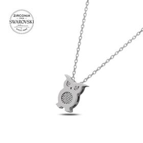 Swarovski Zirconia Taşlı Baykuş 925 Ayar Gümüş Kolye