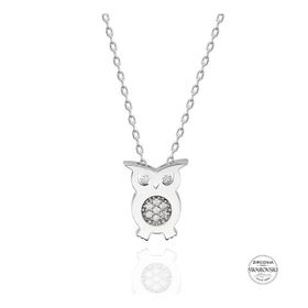Swarovski Zirconia Taşlı Baykuş 925 Ayar Gümüş Kolye