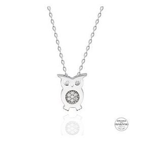 Swarovski Zirconia Taşlı Baykuş 925 Ayar Gümüş Kolye