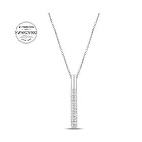 Swarovski Zirconia Taşlı Çubuk 925 Ayar Gümüş Kolye