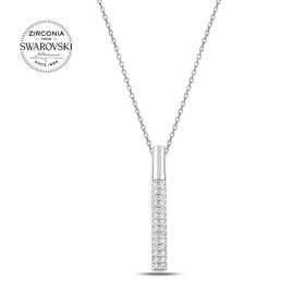 Swarovski Zirconia Taşlı Çubuk 925 Ayar Gümüş Kolye