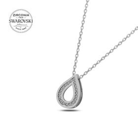 Swarovski Zirconia Taşlı Damla 925 Ayar Gümüş Kolye