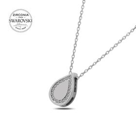 Swarovski Zirconia Taşlı Damla 925 Ayar Gümüş Kolye