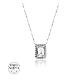 Swarovski Zirconia Taşlı Dikdörtgen 925 Ayar Gümüş Kolye