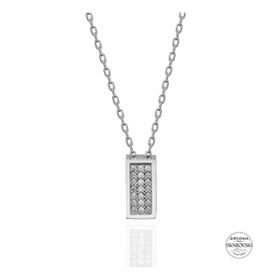 Swarovski Zirconia Taşlı Dikdörtgen 925 Ayar Gümüş Kolye