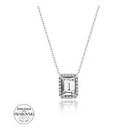 Swarovski Zirconia Taşlı Dikdörtgen 925 Ayar Gümüş Kolye
