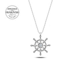 Swarovski Zirconia Taşlı Dümen 925 Ayar Gümüş Kolye