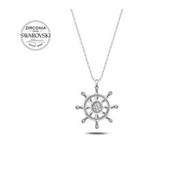 Swarovski Zirconia Taşlı Dümen 925 Ayar Gümüş Kolye