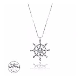 Swarovski Zirconia Taşlı Dümen 925 Ayar Gümüş Kolye