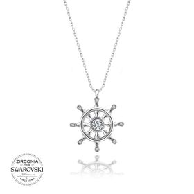 Swarovski Zirconia Taşlı Dümen 925 Ayar Gümüş Kolye