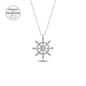 Swarovski Zirconia Taşlı Dümen 925 Ayar Gümüş Kolye