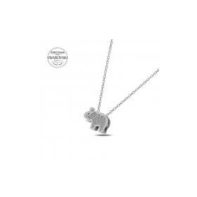 Swarovski Zirconia Taşlı Fil 925 Ayar Gümüş Kolye