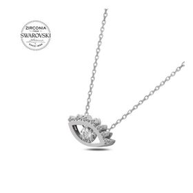 Swarovski Zirconia Taşlı Göz 925 Ayar Gümüş Kolye