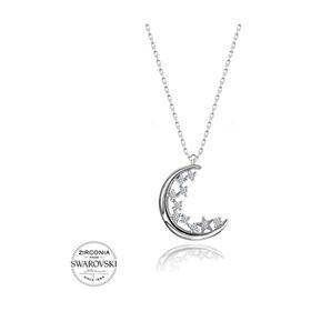 Swarovski Zirconia Taşlı Hilal 925 Ayar Gümüş Kolye