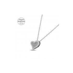 Swarovski Zirconia Taşlı Kalp 925 Ayar Gümüş Kolye