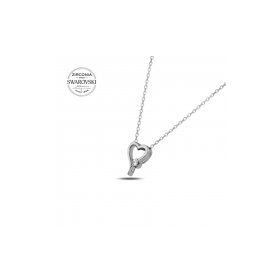 Swarovski Zirconia Taşlı Kalp 925 Ayar Gümüş Kolye