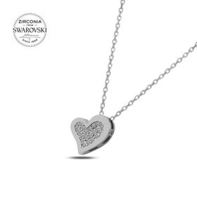 Swarovski Zirconia Taşlı Kalp 925 Ayar Gümüş Kolye
