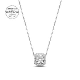 Swarovski Zirconia Taşlı Kare 925 Ayar Gümüş Kolye