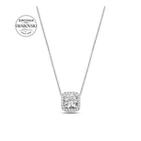 Swarovski Zirconia Taşlı Kare 925 Ayar Gümüş Kolye