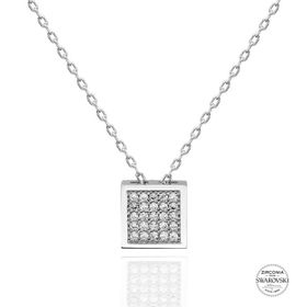 Swarovski Zirconia Taşlı Kare 925 Ayar Gümüş Kolye