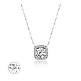 Swarovski Zirconia Taşlı Kare 925 Ayar Gümüş Kolye