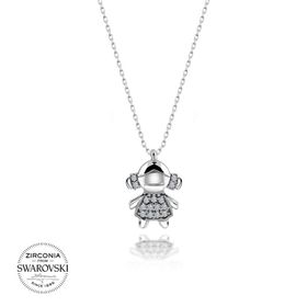 Swarovski Zirconia Taşlı Kız Çocuğu 925 Ayar Gümüş Kolye