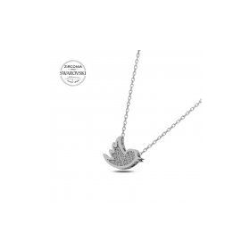 Swarovski Zirconia Taşlı Kuş 925 Ayar Gümüş Kolye