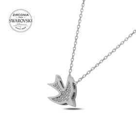 Swarovski Zirconia Taşlı Kuş 925 Ayar Gümüş Kolye