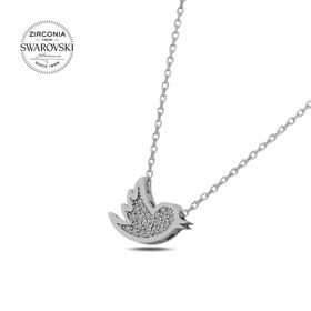 Swarovski Zirconia Taşlı Kuş 925 Ayar Gümüş Kolye