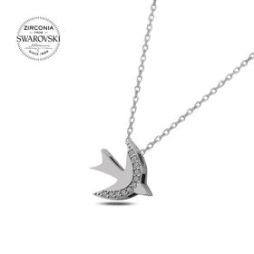 Swarovski Zirconia Taşlı Kuş 925 Ayar Gümüş Kolye