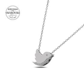 Swarovski Zirconia Taşlı Kuş 925 Ayar Gümüş Kolye