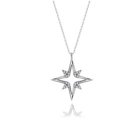 Swarovski Zirconia Taşlı Kutup Yıldızı 925 Ayar Gümüş Kolye