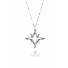 Swarovski Zirconia Taşlı Kutup Yıldızı 925 Ayar Gümüş Kolye