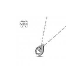 Swarovski Zirconia Taşlı Sallantılı Damla 925 Ayar Gümüş Kolye