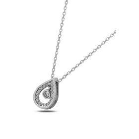 Swarovski Zirconia Taşlı Sallantılı Damla 925 Ayar Gümüş Kolye