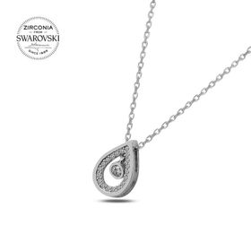 Swarovski Zirconia Taşlı Sallantılı Damla 925 Ayar Gümüş Kolye