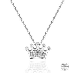 Swarovski Zirconia Taşlı Taç 925 Ayar Gümüş Kolye