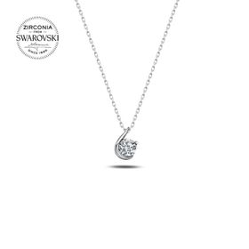 Swarovski Zirconia Taşlı Tektaş 925 Ayar Gümüş Kolye