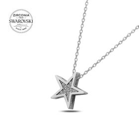Swarovski Zirconia Taşlı Yıldız 925 Ayar Gümüş Kolye