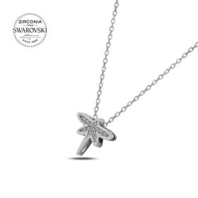 Swarovski Zirconia Taşlı Yusufçuk 925 Ayar Gümüş Kolye