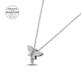 Swarovski Zirconia Taşlı Yusufçuk 925 Ayar Gümüş Kolye