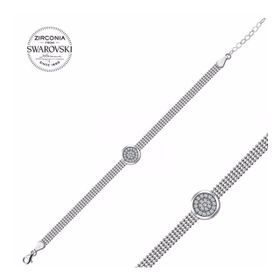 Swarovski Zirconia Taşlı Yuvarlak 925 Ayar Gümüş Bileklik