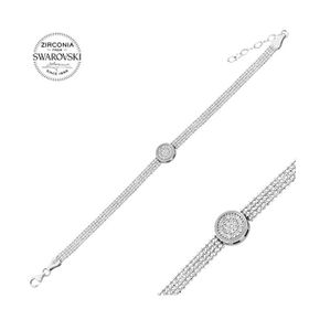 Swarovski Zirconia Taşlı Yuvarlak 925 Ayar Gümüş Bileklik