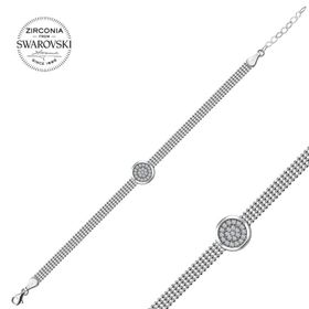 Swarovski Zirconia Taşlı Yuvarlak 925 Ayar Gümüş Bileklik