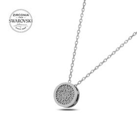Swarovski Zirconia Taşlı Yuvarlak 925 Ayar Gümüş Kolye