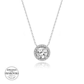 Swarovski Zirconia Taşlı Yuvarlak 925 Ayar Gümüş Kolye