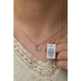 Swarovski Zirconia Tektaş Kalp Figürlü 925 Ayar Gümüş Kolye