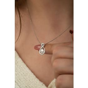Swarovski Zirconia Tektaş Sonsuz Damla 925 Ayar Gümüş Kolye